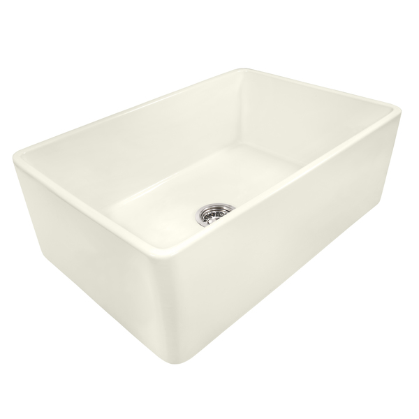 Ruvati 33"x20" Farmhouse Apron-Front Kitchen Sink Sgl Bowl, Biscuit RVL2300BS